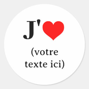 Autocollant J'aime (votre texte ici)