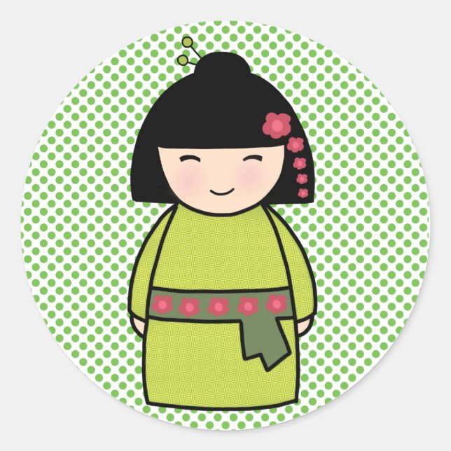 Autocollant japonais Kokeshi Doll (Devant)