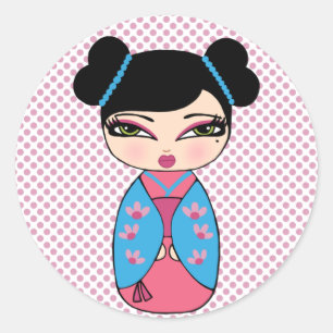 Autocollant japonais Kokeshi Doll