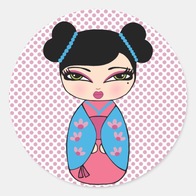 Autocollant japonais Kokeshi Doll (Devant)
