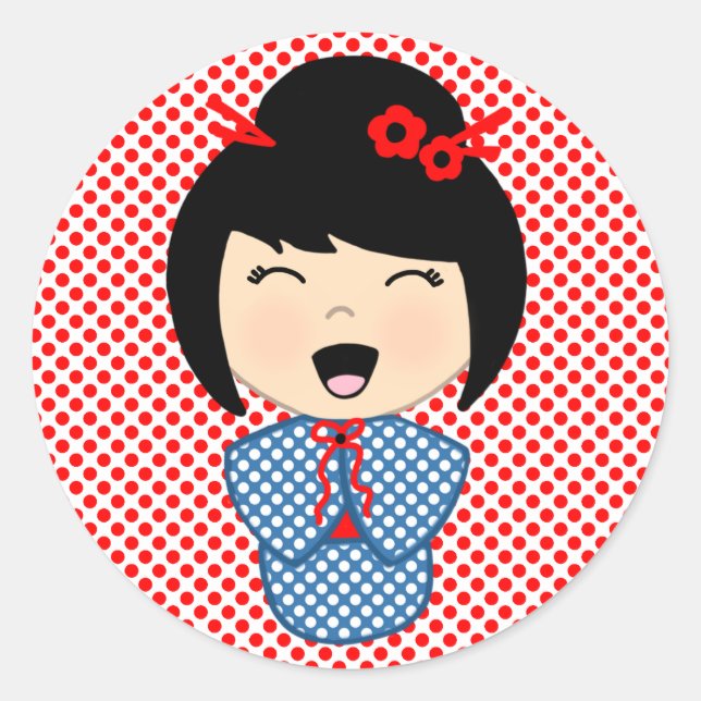 Autocollant japonais Kokeshi Doll (Devant)