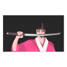 Autocollant japonaise en kimono avec un sabre