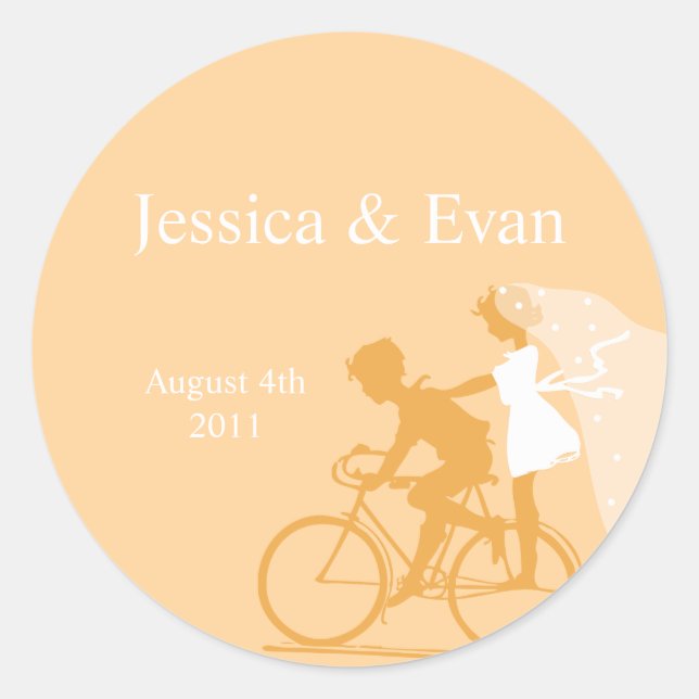 Autocollant jaune de mariage de couples de (Devant)