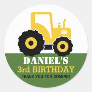 Autocollant jaune de partie d'anniversaire de