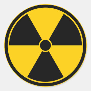 Autocollant jaune de symbole de rayonnement de