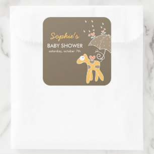 Autocollant jaune mignon d'étiquette de cadeau de