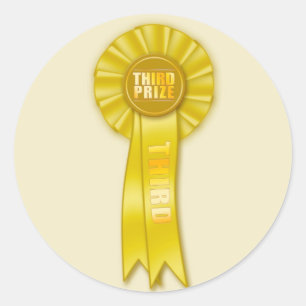 autocollant jaune rosette troisième prix