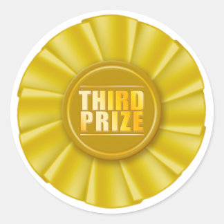autocollant jaune rosette troisième prix