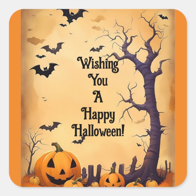 Autocollant "Je Vous Souhaite Un Joyeux Halloween" (Devant)