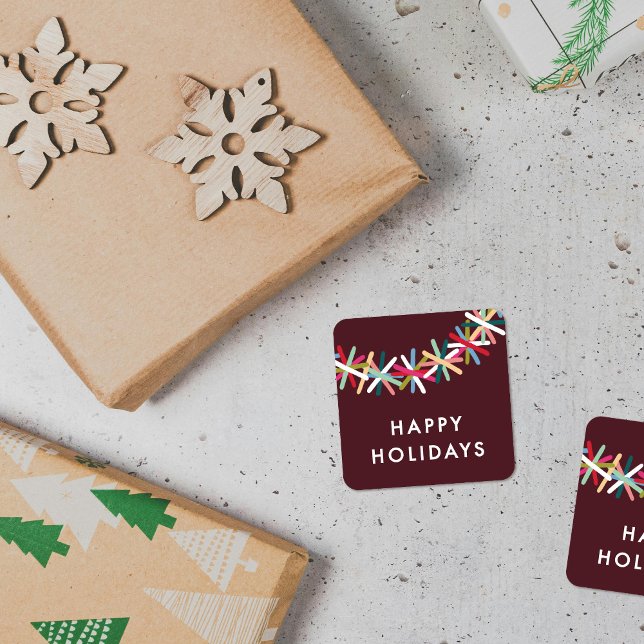 Autocollant Joyeuses Fêtes Guirlande de Guirlandes (Créateur téléchargé)