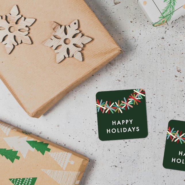 Autocollant Joyeuses Fêtes Guirlande de Ruban de N (Créateur téléchargé)