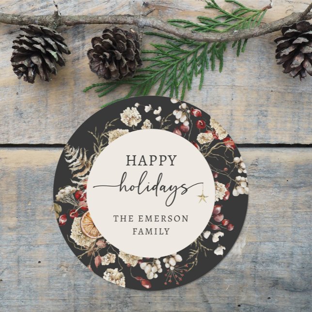 Autocollant Joyeuses Fêtes Noir (Black Happy Holiday Sticker
)