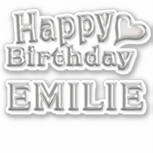 Autocollant Joyeux Anniversaire argenté pour Emili
