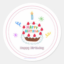 autocollant joyeux anniversaire gâteau mignon ball
