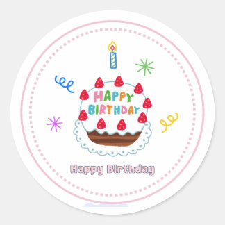 autocollant joyeux anniversaire gâteau mignon ball