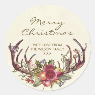 Autocollant Joyeux Noël hiver houx personnalisé