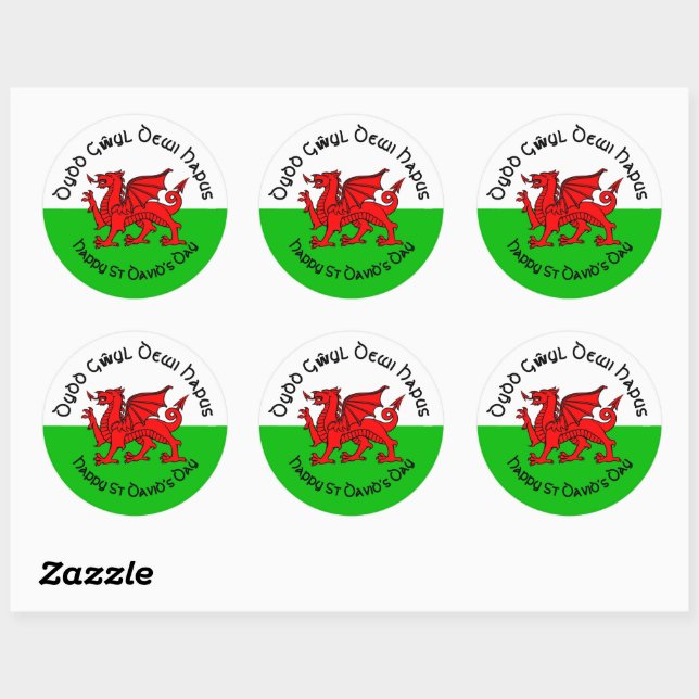 Autocollant Joyeux St Davids Day en style celtique (Feuille)