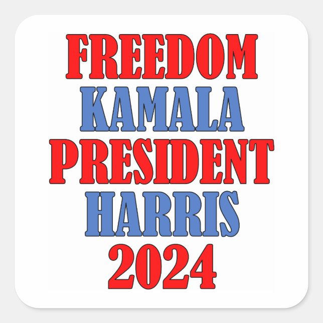 Autocollant Kamala Harris Freedom carré 2024 (Devant)
