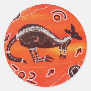 Autocollant Kangaroo du désert d'art autochtone