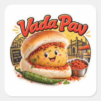 Autocollant Kawaii Vada Pav, Street Food Rétro de 