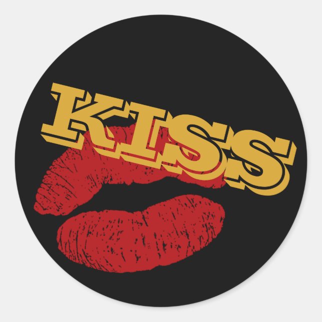Autocollant KISS, Lèvres Rouges - Amour / Fête per (Devant)