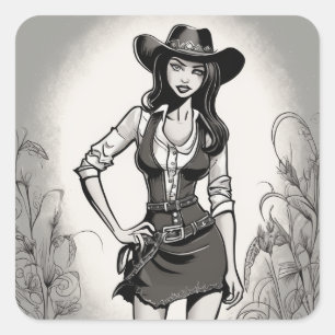 Autocollant LBD Retro Cowgirl