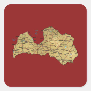 Autocollant Lettonie Map