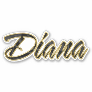 Autocollant lettrage Diana or noir Autocollant