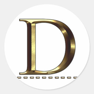 Autocollant lettre D or monogramme
