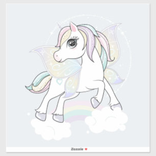Autocollant Licorne avec ailes de Papillon
