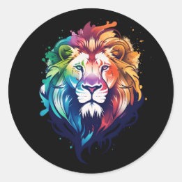 Autocollant Lion rond