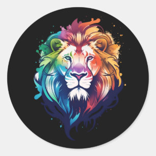 Autocollant Lion rond