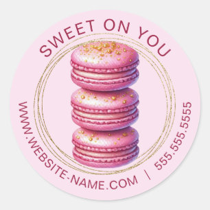 Autocollant Macaron rose avec bordure Parties scin