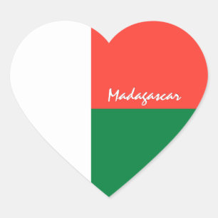 Autocollant Madagascar, Cœur, Drapeau patriotique 