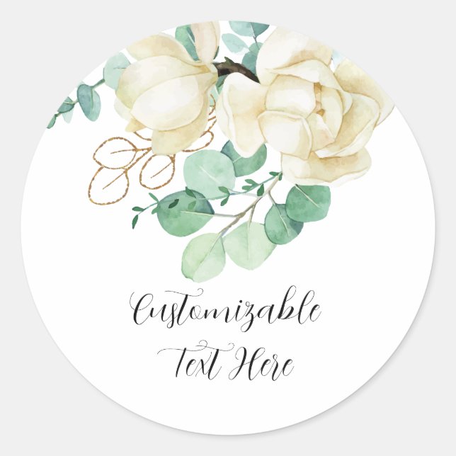 Autocollant Magnolia Aquarelle Élégant (Devant)