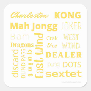 Autocollant Mahjong avec mots jaunes