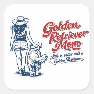 Autocollant Maman Golden Retriever - Ligne Rétro C