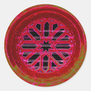 autocollant mandala de fenêtre rouge