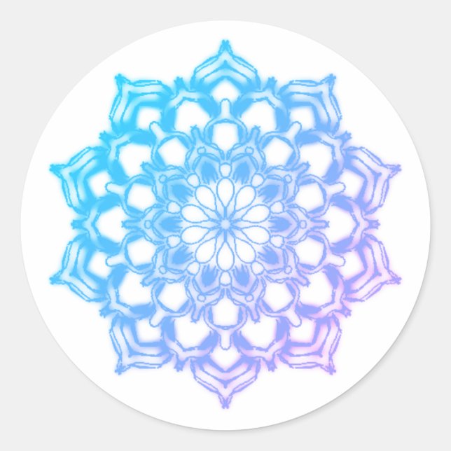 Autocollant Mandala Fleur Bleue (Devant)