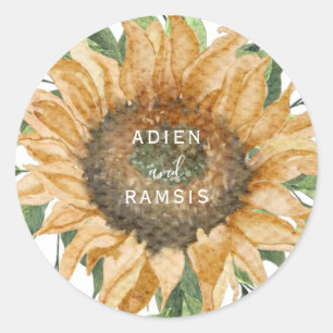 Autocollant Mariage Boho Sunflower Rustique