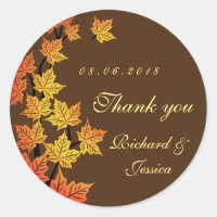 Autocollant Mariage d'automne Maple Leaf Brown