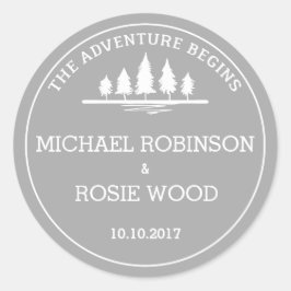 Autocollant mariage d'aventure gris et blanc