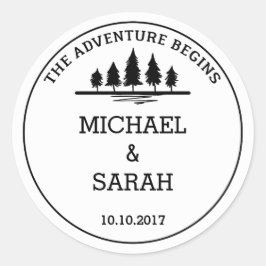 Autocollant mariage d'aventure noir et blanc