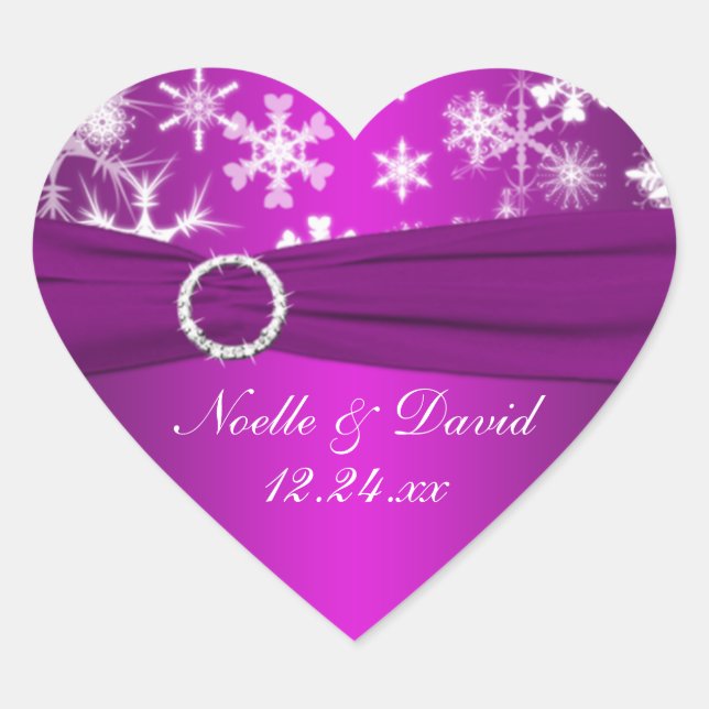 Autocollant Mariage de flocons de neige violet et  (Devant)
