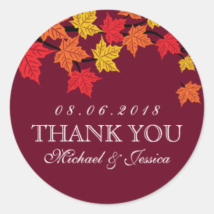 Autocollant Mariage de l'automne de la feuille d'é