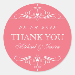 Autocollant Mariage de l'ornement de corail rouge 