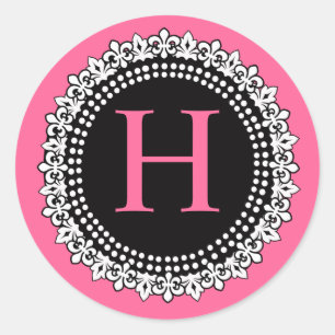 Autocollant Mariage de Monogramme H Fleur de Lis r