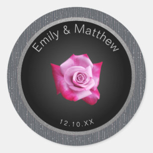 Autocollant Mariage de Monogramme rose rose