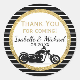 Autocollant Mariage de moto Gold Black Stripes