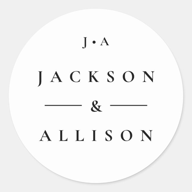 Autocollant mariage de nom monogramme Couples (Devant)